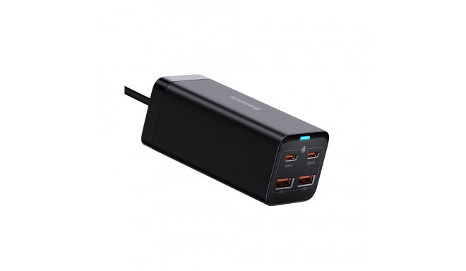 Kiirlaadija GaN3 Pro 100 W 2xUSB + 2xUSB-C QC4+ PD3.0 USB-C 1,5 m kaabliga, must