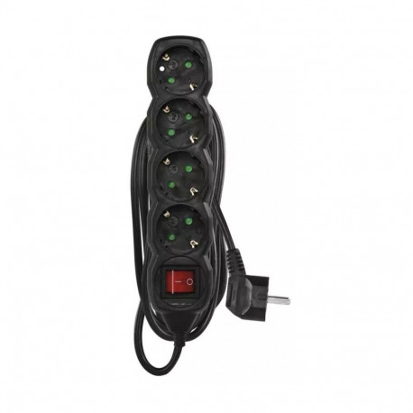 Power Strip SCHUKO with switch – 4 sockets, 5.0m, black, 1,5mm²