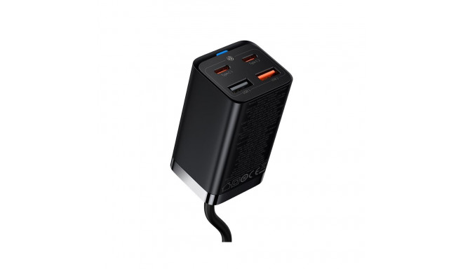 Lauapõhine kiirlaadija GaN3 Pro 65W 2xUSB + 2xUSB-C QC4+ PD3.0 koos USB-C 1,5m kaabliga, must
