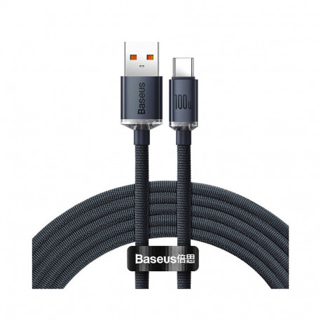 Cable USB2.0 C plug - USB C plug 1.2m PD2.0 100W 20V 5A QC3.0 Crystal Shine black BASEUS