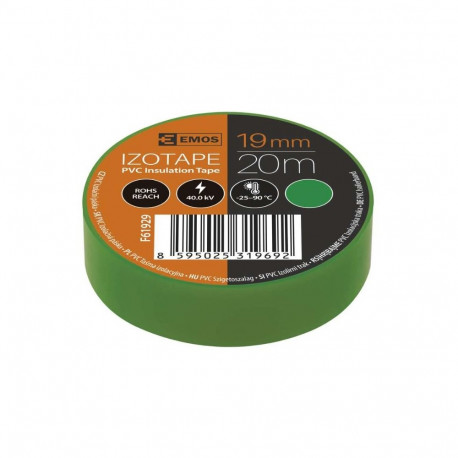 Insulating Tape PVC 19mm/20m green, EMOS