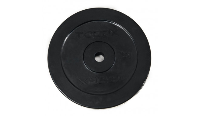 Toorx Rubber coated weight plate 1 kg, D25mm