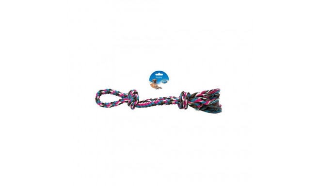 Dogtoy tug toy knotted cotton 2 knots double loop 50 cm mixed colors