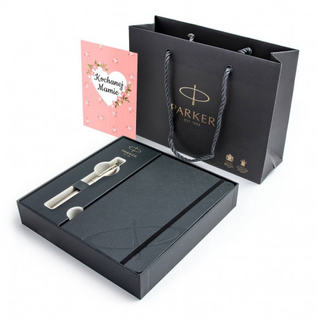 Parker IM Champagne täiteTäitepliiatsd karbis märkmiku ja kingikotiga emale