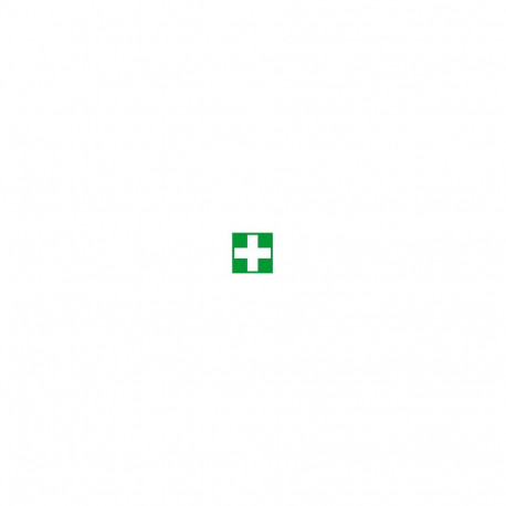 Ohutus - silt Esmaabi - valge rist rohelisel taustal 10x10cm kleebis