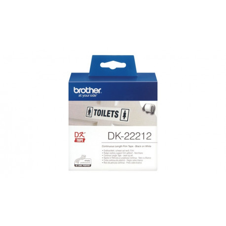 Kleepkirjalint Brother DK22212, jooksev kileteip 62mm x 15,24m, valge kile
