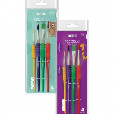 Pintslite komplekt 4tk grippiga BEBE Kids sünteetiline, assortii Interdruk