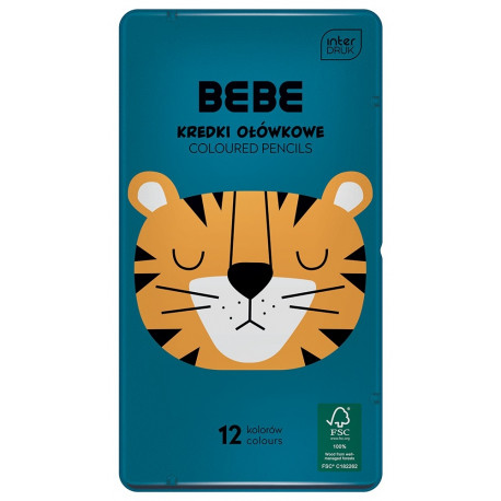 Värvipliiats BEBE Friends B FSC100 12 värvi metallkarbis assortii Interdruk