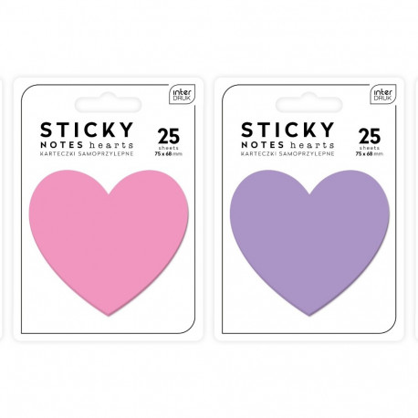 Märkmepaber iseliimuv Hearts 75 x 68 mm, 25 lehte , assortii Interdruk