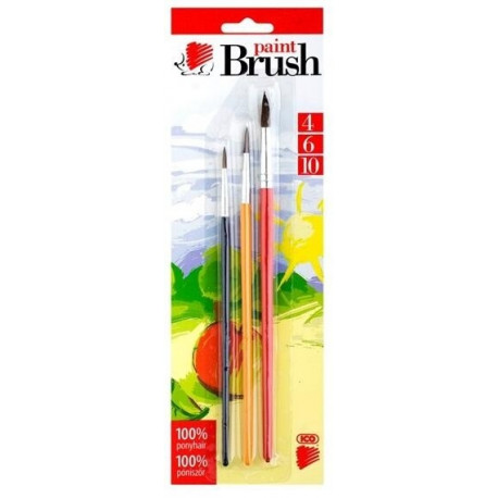 Pintslite komplekt Hedgehog 3tk.(4,6,10), ümar, naturaalne karv, ICO