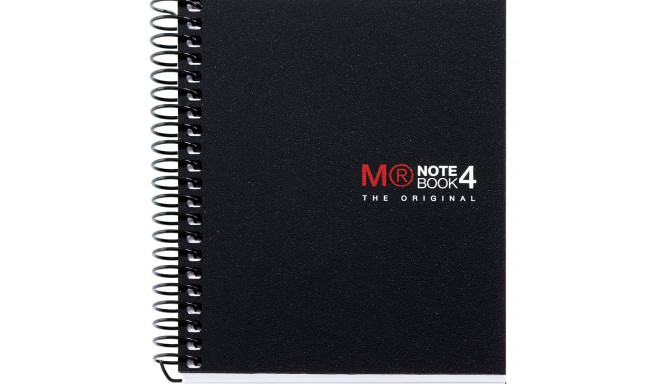 Märkmik A7 100l 5x5 ruut spiraal 4-värv register NB4 PP-kaaned must Miquelrius