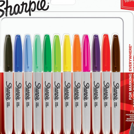 Marker permanent Sharpie, 12 värvi Fine
