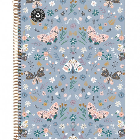 Kaustik A4 120l joon spiraal 4-ne augustus, 4-värvi register BUTTERFLY Miquelrius