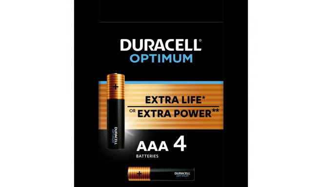 Patareid Duracell Optimum AAA LR03 1,5V Alkaline, 1 pakk (pakis 4tk)