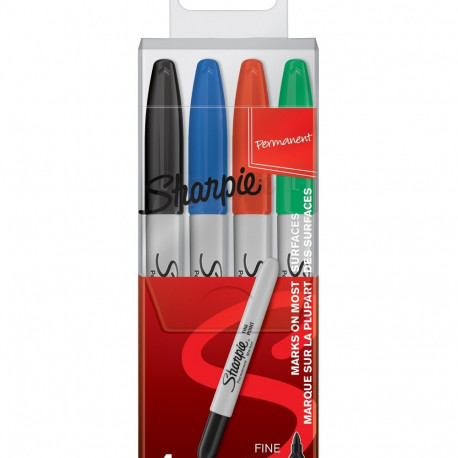 Marker permanent Sharpie Fine 0,9mm 4 põhivärvi