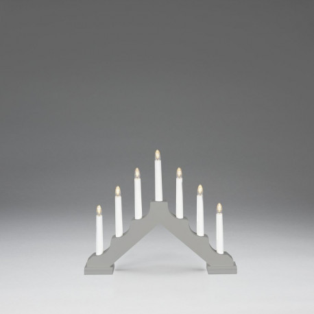 Küünlajalg kolmnurkne 38 xK-28cm, 7 wwLED tuld+taimer 6H, lisada patareid 6xAA/ hall värvitud puit