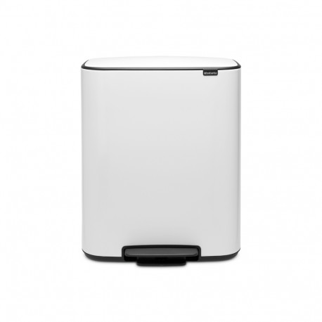 Prügikast 2x 30L, Brabantia, BO pedaaliga, K-65,2cm, L-54,1xS-36,3cm/ White, valge