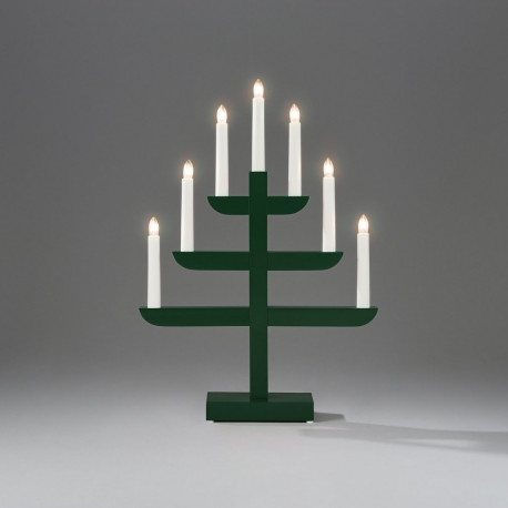 Küünlajalg kuusekujuline 33xK46cm, 7 küünalt, 230V, 170cm juhe/ tumeroheline värvitud puit