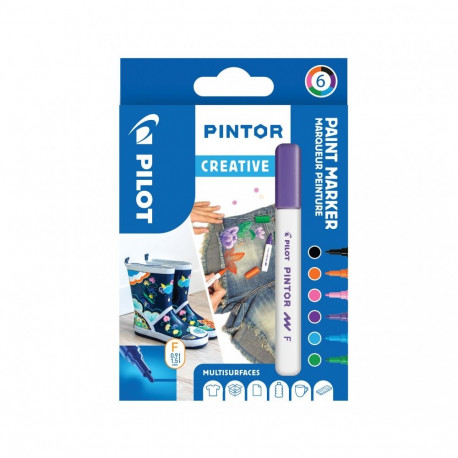 Marker Pilot Pintor, FINE 1-2,9mm, koonus ots, Creative 6värvi/kompl, veebaasil