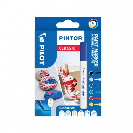 Marker Pilot Pintor, FINE 1-2,9mm, koonus ots, regular põhi-6värvi/kompl, veebaasil