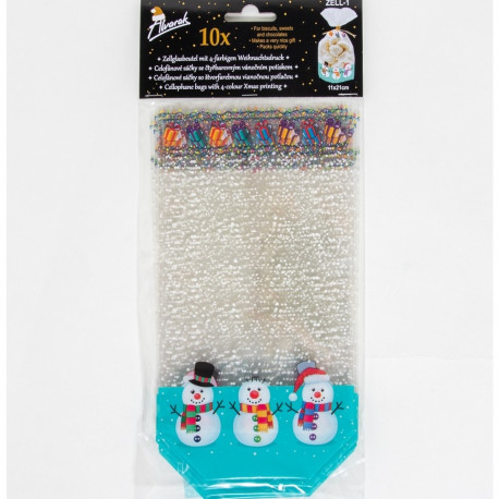 Kinkekott läbipaistev Lumemmed11x5x21, 10tk. pakis