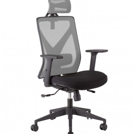 Töötool MIKE 14513 peatoega, hall võrkseljatugi, reg. käetoed/max 120kg/must kangas-must plastik