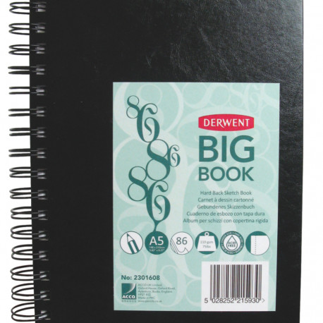 Eskiisiplokk A5 Derwent 110g 86 lehte spiraalköide