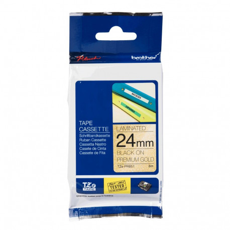 Kleepkirjalint Brother TZE-PR831 sädelev kuldne, must tekst, laius 12mm