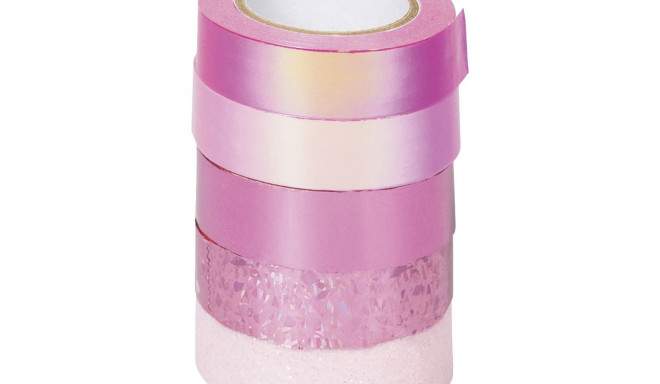 Paberteip dekoreerimiseks Effekt mix roosa 4x(12mmx5m) 1x glitter 12mmx2m, Heyda