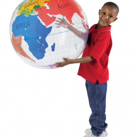 Täispuhutav maakera, D68 cm, läbipaistev PVC, kaasas nöör riputamiseks