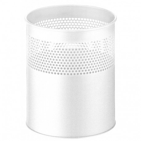 Prügikast- paberikorv, ülemine osa perforeeritud, 15L, K-32cm, D-26cmm, värvitud metall/ valge