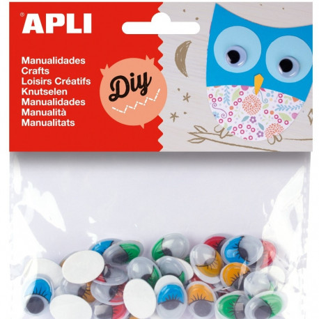 Käsitöösilmad iseliimuvad lastele, värvilised /MOVING EYES ADHESIVE COLOR 40 tk/pk