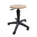 Töötool/töötaburet LABORI ilma seljatoeta,H40-66cm, istme D-32cm, ratastega/ lakitud vineer+ must