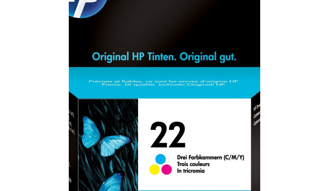 Tint HP C9352A No.22 värvi 5ml 165lk@5% Deskjet D1560/ D2360/ D2460/ F325/ F2180/ F2280/ F4180, Offi
