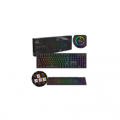 Savio STYX Outemu Blue, Hot Swap, RGB keyboard Gaming USB QWERTY US International Black