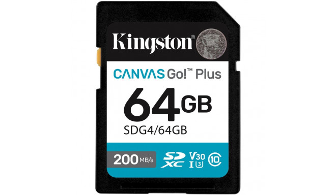 "CARD KINGSTON 64GB XC Canvas Go Plus Gen4 200MB/s C10 UHS-I U3 V30"
