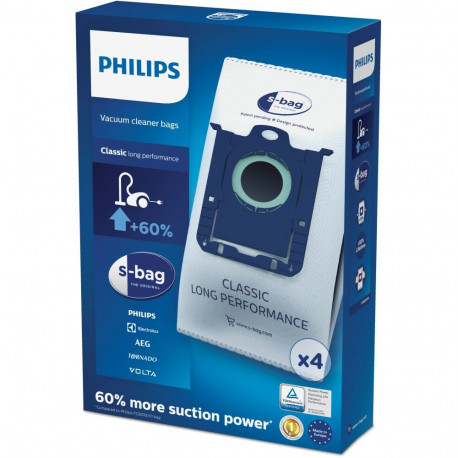 Philips s-bag Vacuum cleaner bags FC8021/03 4 x dust bags One standard fits all 50% longer lifetime 