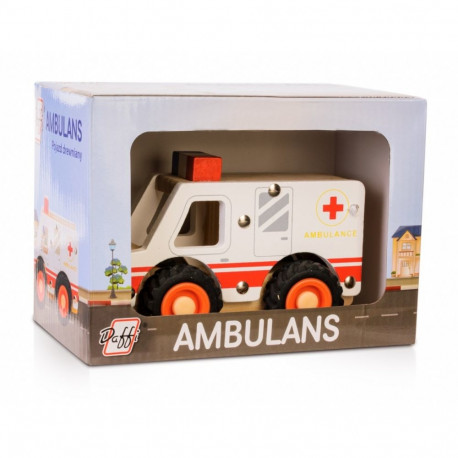 Wooden car with tires - Ambulans