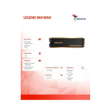 SSD drive LEGEND 960 MAX 2TB PCIe 4x4 7.4/6.8 GB/s M2
