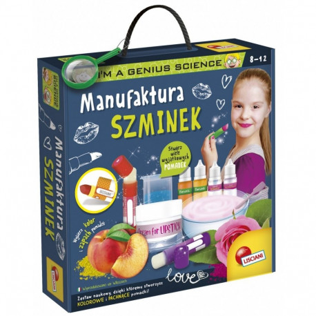 The "I'm a Genius: Manufacture of Lipstick" is an educational science kit designed 
