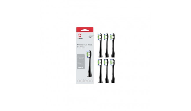 Oclean Professional Clean brush head, 6 pcs, black