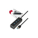 AXAGON HUE-S2BL 4x USB3.0 Charging Hub 1.2m Cable, MicroUSB Charging