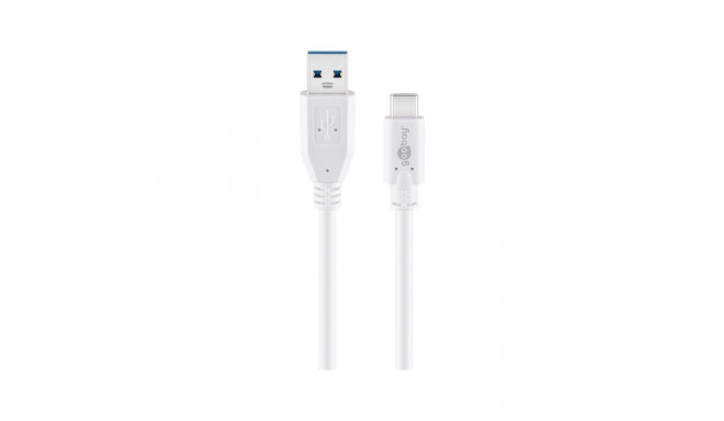 USB-C kaabel C - A 1.0m, USB 3.1-USB 3.0, 5 Gbit/s, valge