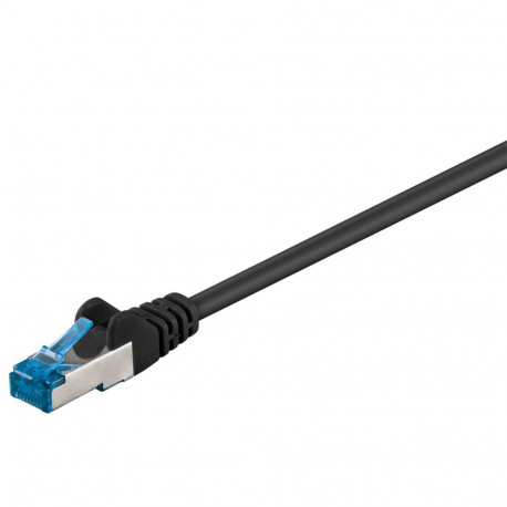Cat6a Network cable, LS0H S/FTP 2x shielded: PIMF + braid shield 2xRJ45 plug black 0.25m