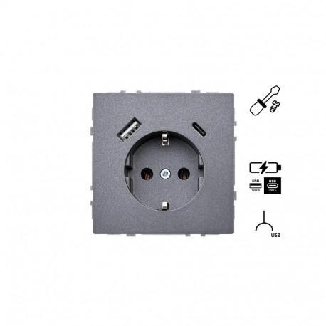 SOCKET+USB A+C IUK-3-01.M/BM modern must
