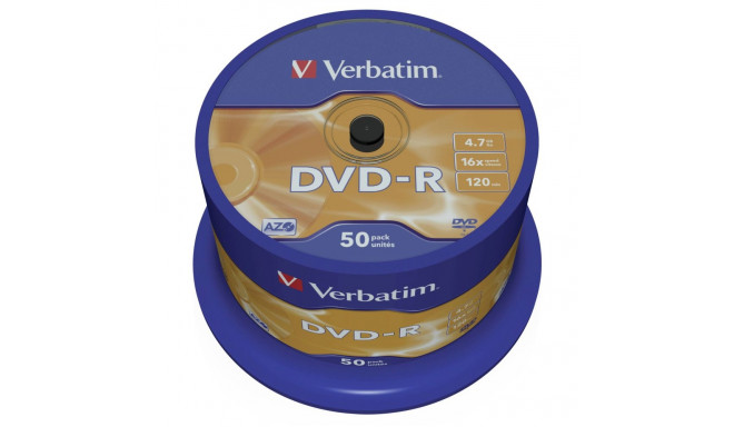 1x50 Verbatim DVD-R 4,7GB 16x Speed, matt hõbedane