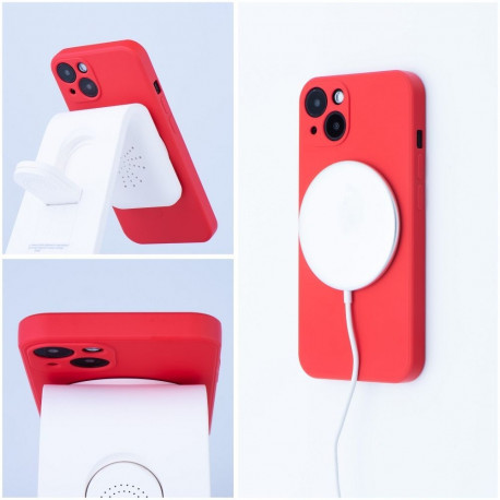 Case for iPhone 17 PRO MAX Silicone Mag Cover compatible with MagSafe (big hole) red