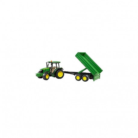 02108 John Deere 5115M (grün/gelb, mit Bordwandanhänger)
