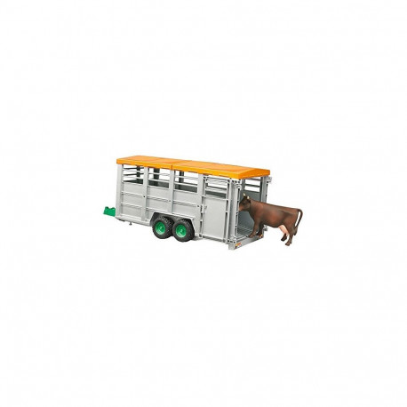 02227 Viehtransportanhänger mit Kuh (grau)