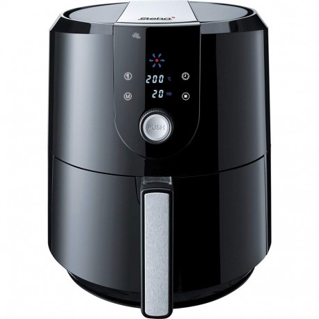 Heißluftfritteuse HF 5000 XL (schwarz/edelstahl, 1.800 Watt, Korb 5,2 Liter, teilbar)